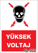 yüksek voltaj uyarı levhası AL-002