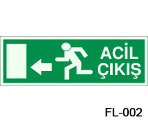 FL-002 fosforlu acil çıkış yönlendirme levhası