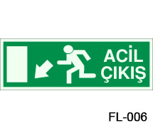 FL-006 fosforlu acil çıkış yönlendirme levhası